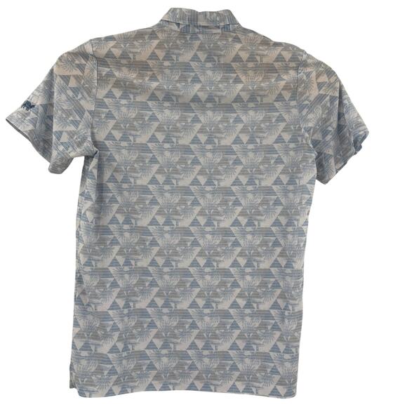 Travis Mathew Large Blue Triangle Pattern Short Sleeve Golf Polo Shirt - Picture 7 of 7